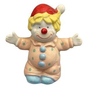 vintage pink blue collectible clown figurine nose glass dots 4.5" tall READ